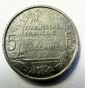 Moneda Polinezia Franceza - 5 Francs 1952 - Img 2