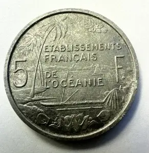 Moneda Polinezia Franceza - 5 Francs 1952 - Img 2