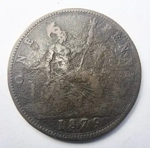 Moneda Regatul Unit - Victoria - 1 Penny 1879 - Img 2