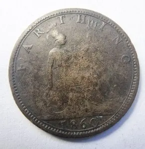 Moneda Regatul Unit - Victoria - Farthing 1860 - Img 2
