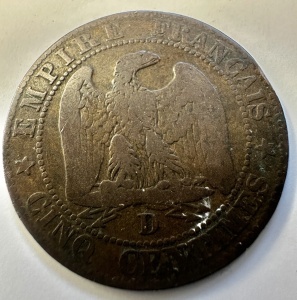 NAPOLEON III - FRANTA - 5 CENTIME 1855 - Img 2