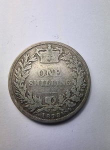One Shilling 1878 , QUEEN VICTORIA , Argint - Img 2