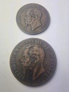 Set Monede - 5 & 10 Centesimi 1867 – Regatul Italiei, Vittorio Emanuele II
