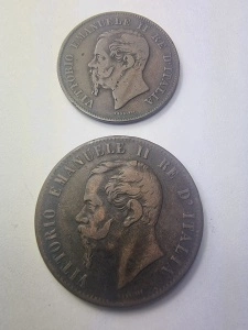 Set Monede - 5 & 10 Centesimi 1867 – Regatul Italiei, Vittorio Emanuele II