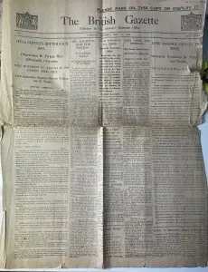 Ziar Istoric - Anglia - The British Gazette, nr. 5, 10 mai 1926, publicat de His Majesty’s Stationery Office în timpul Grevei Generale din Marea Britanie (1926).