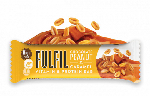 Batoane proteice + Vitamine, Fulfil Nutrition, choco peanut caramel, 20g proteine/baton + 9 vitamine, 15batoane/cutie