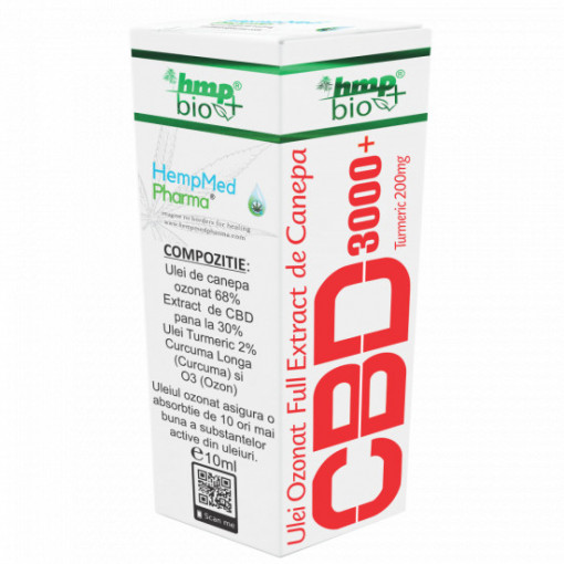 Ulei ozonat pulverizant cu CBD 3000 mg si Turmeric 200 mg 10 ml HempMed Pharma