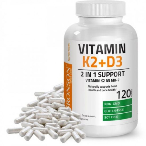 Vitamina K2 90 mcg + Vitamina D3 5000 IU 120 cpasule Bronson Laboratories