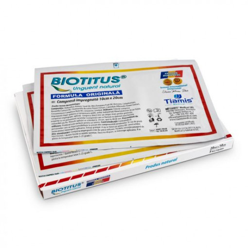 Compresa impregnata Biotitus 10 cm x 20 cm 5 bucati Tiamis Medical