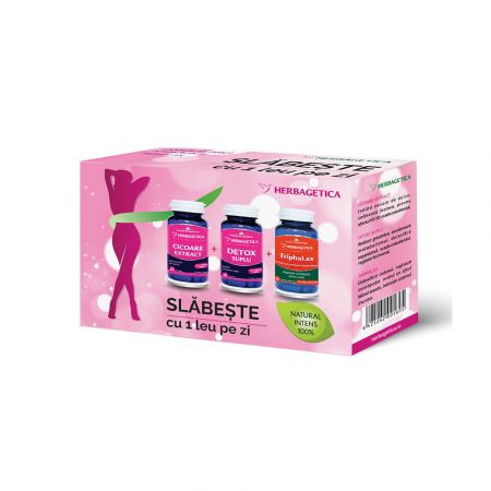 Pachet Cicoare 60 capsule + Detox Suplu 60 capsule + Triphalax 60 capsule Herbagetica