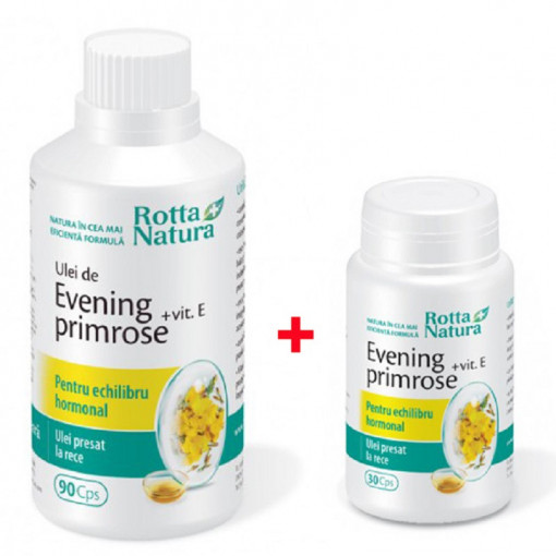 Pachet Evening Primrose + Vitamina E 90 + 30 capsule Rotta Natura