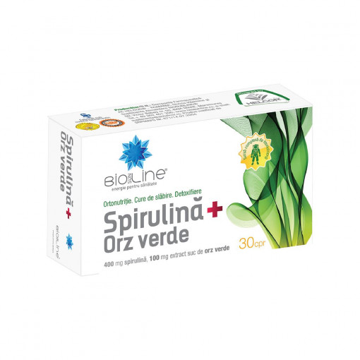 Spirulina + Orz verde 30 comprimate BioSunLine