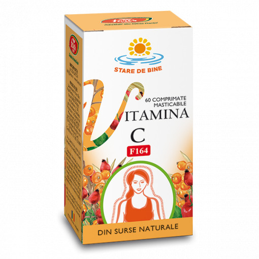 Vitamina C naturala, F164, 60 comprimate masticabile