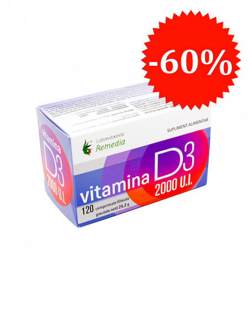 Vitamina D3 2000 U.I. 120 comprimate Remedia