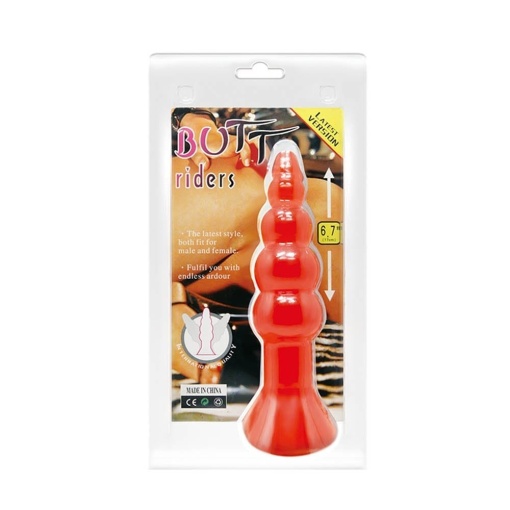 Dop Anal Butt Riders Anal Plug Red Voluptas Rosu grosime 2.3 – 3.2 – 4 – 4.3 cm lungime 17 cm cu ventuza