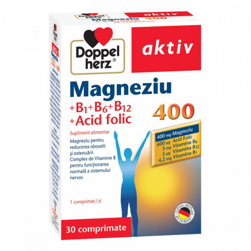 Magnesiu 400mg + Vitamina B1 + B6 + B12 + Acid folic 30 comprimate Doppelherz
