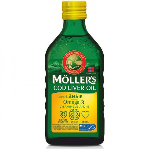 Moller’s Cod liver oil Omega-3 aroma de lamaie 250 ml Orkla Health