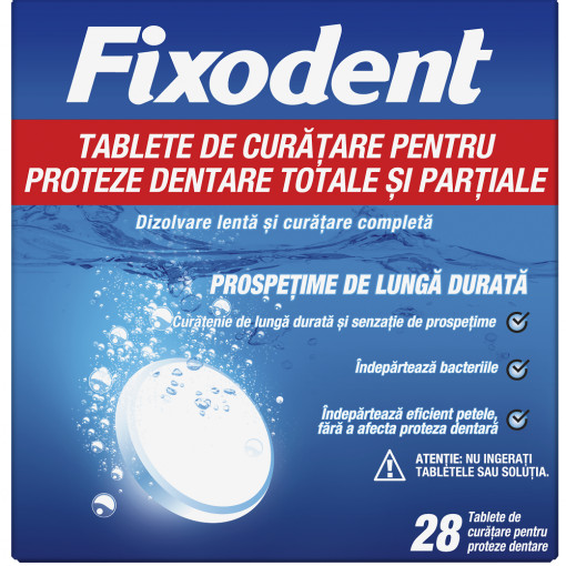 Tablete de curatare pentru proteze dentare 28 tablete Fixodent
