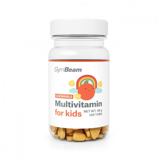 Tablete masticabile cu multivitamine pentru copii GymBeam 120 tab. portocala