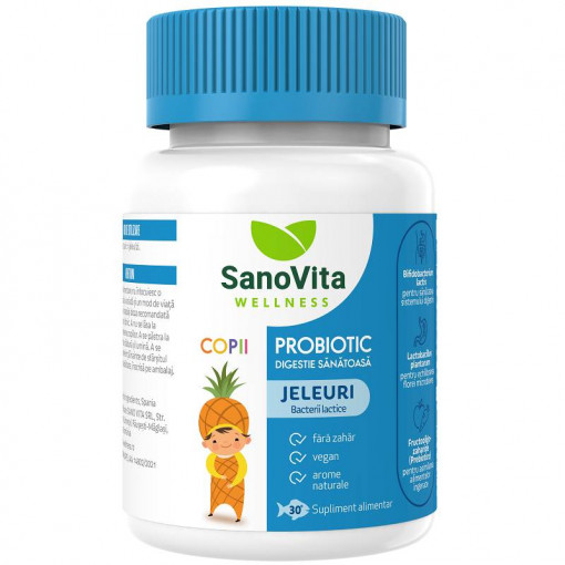 Jeleuri cu probiotic pentru copii 30 bucati Sanovita Wellness