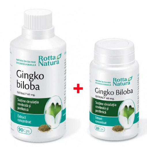 Pachet Ginkgo Biloba 60 mg 90 capsule + 30 capsule Rotta Natura
