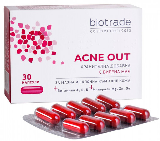 Supliment alimentar pentru ten gras cu tendinta acneica Acne Out 30 capsule Biotrade