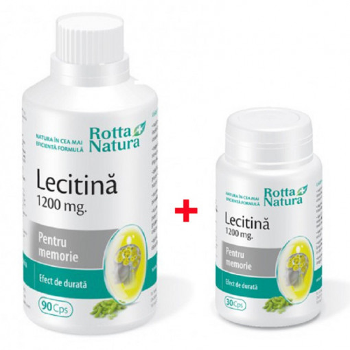 Pachet Lecitina 1200 mg 90 capsule + 30 capsule Rotta Natura