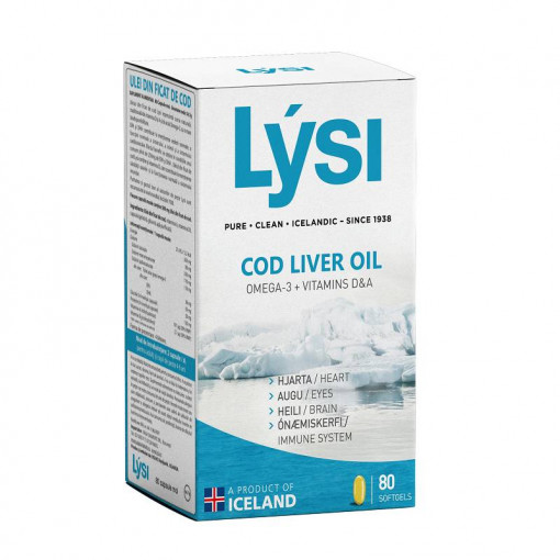 Ulei din ficat de cod Omega 3 cu vitamina D si A 80 capsule Lysi