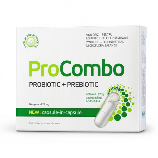 Probiotic + Prebiotic pentru echilibrul florei intestinale ProCombo 10 capsule Vitaslim