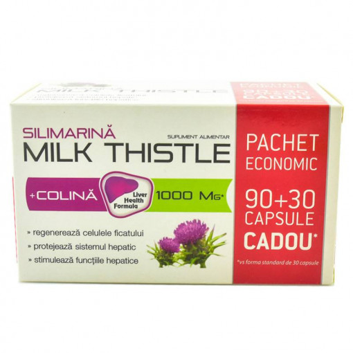 Silimarina + Colina Milk Thistle 1000 mg 90 + 30 capsule Zdrovit