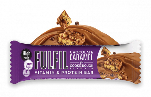 Batoane proteice + Vitamine, Fulfil Nutrition, choco caramel cookie, 20g proteine/baton + 9 vitamine, 15batoane/cutie