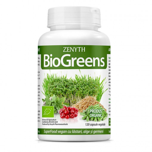 BioGreens SuperFood Organic cu germeni alge si lastari 120 capsule Zenyth