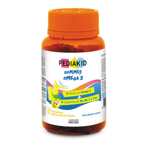 Omega 3 pentru copii cu aroma de lamaie 60 jeleuri gumate Pediakid
