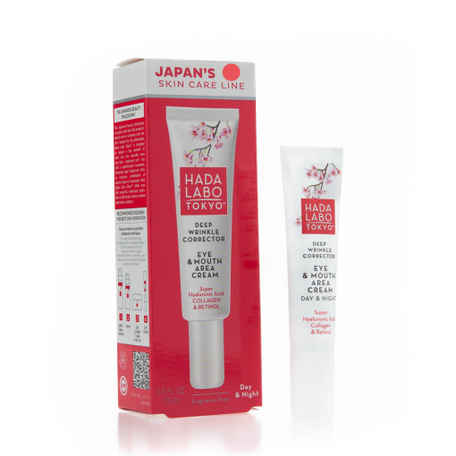 Crema de corectare a ridurilor adanci pentru ochi si gura fara parfum cu acid super hialuronic 15 ml Hada Labo Tokyo