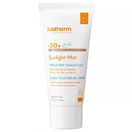 Crema protectie solara SPF50+ Sunlight Mat Tinted Dry Touch 50 ml Ivatherm
