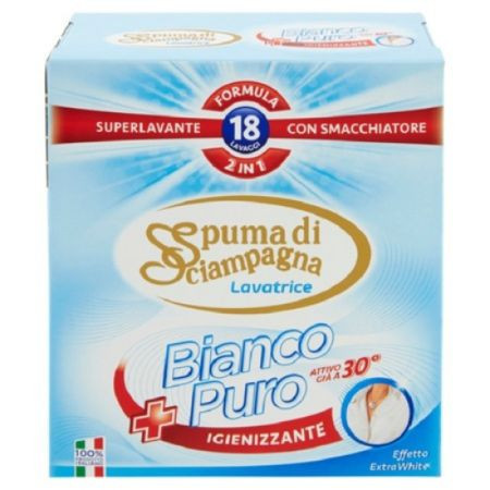Detergent pudra 2 in1 Bianco Puro 1 kg Spuma di sciampagna