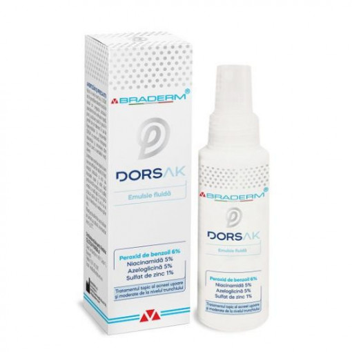 Dorsak spray cu emulsie fluida pentru acneea trunchiului 100 ml Braderm