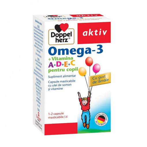 Omega 3 Vitamina A+D+E+C pentru copii 30 capsule Doppelherz