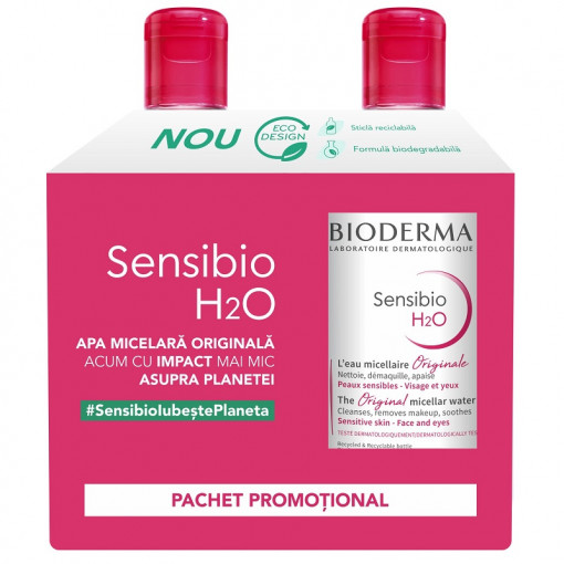 Solutie micelara Sensibio H2O 500 ml + 500 ml Bioderma
