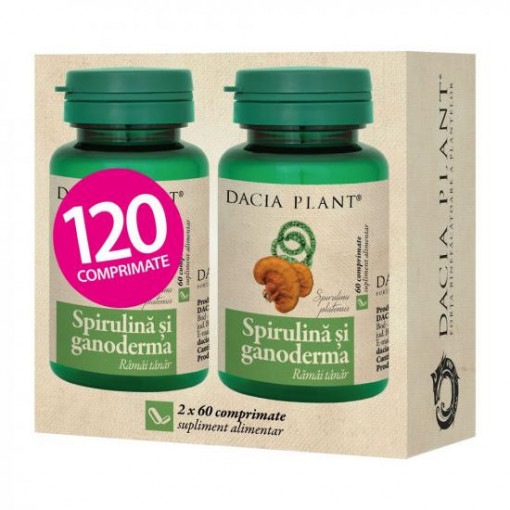 Spirulina si ganoderma 120 comprimate Dacia Plant