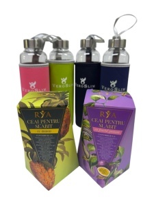 Pachet 2 cutii de Ceai Rya pentru slabit + Sticla borosilicată fără BPA Veroslim