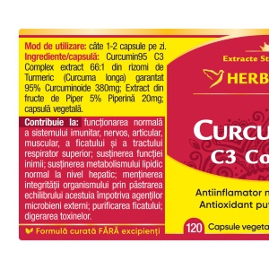 Curcumin 95 C3 Complex 120 capsule Herbagetica - Img 2