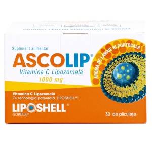 Vitamina C Lipozomala cu aroma de portocale 1000 mg 30 plicuri Liposhell