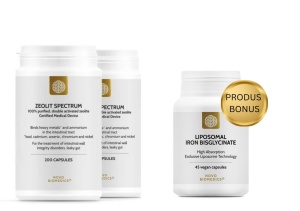 Pachet 2 cutii Zeolit Spectrum 200 capsule Novo Biomedics + 1 cutie Liposomal Iron Bisglycinate 45 capsule Novo Biomedics