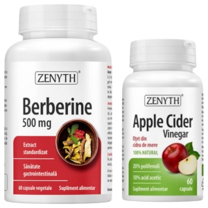 Pachet Berberina 500 mg 60 capsule + Otet din cidru de mere 60 capsule Zenyth