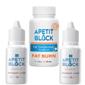 Apetit Block Sinetrol 30 capsule si 2 flacoane x 15 ml, pentru pierderea in greutate