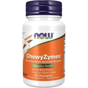 Enzime digestive cu aroma de fructe de padure ChewyZymes 90 tablete masticabile Now Foods
