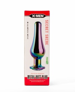 Dop Anal Secret Shine Metal Butt Plug Rainbow M X-Men Multicolor grosime 3.5 cm lungime 11.2 cm - Img 2