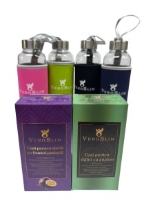 Pachet 2 cutii de Ceai VeroSlim pentru slabit + Sticla borosilicată fără BPA Veroslim