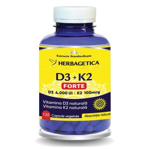 Vitamina D3+K2 Forte 120 capsule Herbagetica